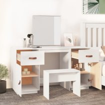 Doria Pine Wood Dressing Table With Mirror In White