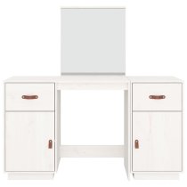 Doria Pine Wood Dressing Table With Mirror In White