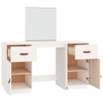 Doria Pine Wood Dressing Table With Mirror In White