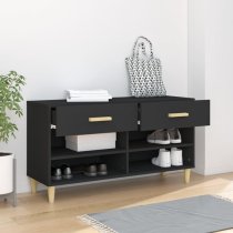 Marfa Wooden Shoe Storage Bench With 2 Drawers In Black