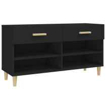 Marfa Wooden Shoe Storage Bench With 2 Drawers In Black