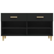 Marfa Wooden Shoe Storage Bench With 2 Drawers In Black