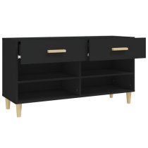 Marfa Wooden Shoe Storage Bench With 2 Drawers In Black