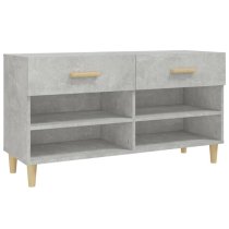 Marfa Wooden Shoe Storage Bench With 2 Drawer In Concrete Effect