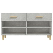 Marfa Wooden Shoe Storage Bench With 2 Drawer In Concrete Effect