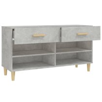 Marfa Wooden Shoe Storage Bench With 2 Drawer In Concrete Effect