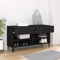 Marla Wooden Shoe Storage Bench With 2 Drawers In Black