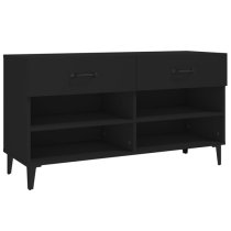 Marla Wooden Shoe Storage Bench With 2 Drawers In Black