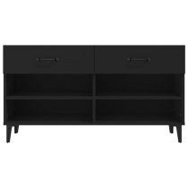 Marla Wooden Shoe Storage Bench With 2 Drawers In Black