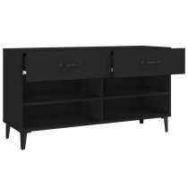 Marla Wooden Shoe Storage Bench With 2 Drawers In Black