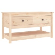 Janie Pine Wood Coffee Table With 2 Drawers In Natural