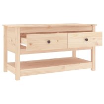 Janie Pine Wood Coffee Table With 2 Drawers In Natural