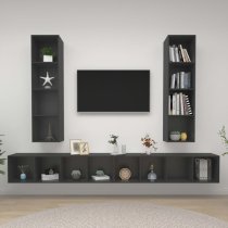 Hiyan Wall Hung Wooden Entertainment Unit In Grey