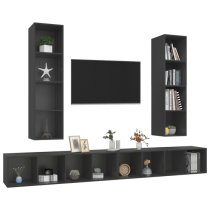 Hiyan Wall Hung Wooden Entertainment Unit In Grey