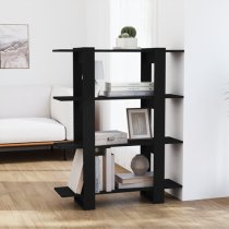 Frej Wooden Bookshelf And Room Divider In Black