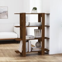 Frej Wooden Bookshelf And Room Divider In Brown Oak