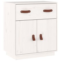 Alawi Pine Wood Sideboard With 2 Doors 1 Drawer In White