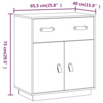 Alawi Pine Wood Sideboard With 2 Doors 1 Drawer In White