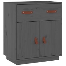 Alawi Pine Wood Sideboard With 2 Doors 1 Drawer In Grey