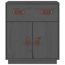 Alawi Pine Wood Sideboard With 2 Doors 1 Drawer In Grey