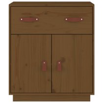 Alawi Pine Wood Sideboard With 2 Doors 1 Drawer In Honey Brown