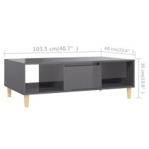 Dastan High Gloss Coffee Table With 1 Door In Grey