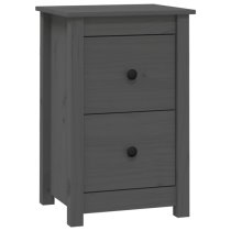 Beale Pine Wood Bedside Cabinet With 2 Drawers In Grey