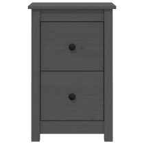 Beale Pine Wood Bedside Cabinet With 2 Drawers In Grey