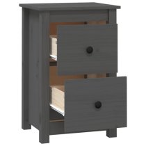 Beale Pine Wood Bedside Cabinet With 2 Drawers In Grey