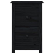 Beale Pine Wood Bedside Cabinet With 2 Drawers In Black