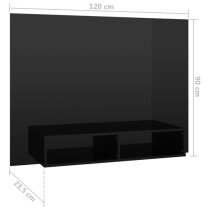 Caron High Gloss Wall Entertainment Unit In Black