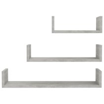 Scotia Set Of 3 Wooden Wall Display Shelf In Concrete Effect