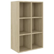 Quena Wooden Bookcase With 6 Compartments In Sonoma Oak