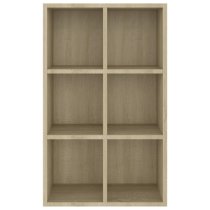 Quena Wooden Bookcase With 6 Compartments In Sonoma Oak