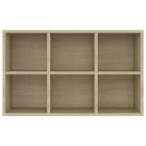 Quena Wooden Bookcase With 6 Compartments In Sonoma Oak