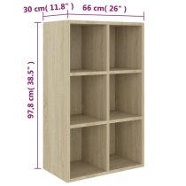 Quena Wooden Bookcase With 6 Compartments In Sonoma Oak