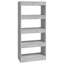 Raivos Wooden Bookshelf And Room Divider In Concrete Effect