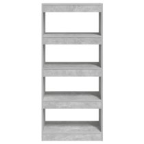 Raivos Wooden Bookshelf And Room Divider In Concrete Effect