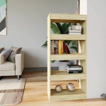 Raivos Wooden Bookshelf And Room Divider In Sonoma Oak