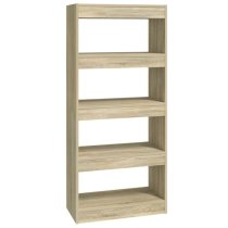 Raivos Wooden Bookshelf And Room Divider In Sonoma Oak