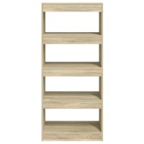 Raivos Wooden Bookshelf And Room Divider In Sonoma Oak