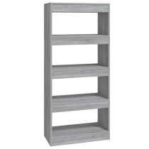 Raivos Wooden Bookshelf And Room Divider In Grey Sonoma Oak