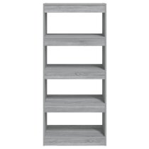 Raivos Wooden Bookshelf And Room Divider In Grey Sonoma Oak