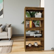 Raivos Wooden Bookshelf And Room Divider In Smoked Oak