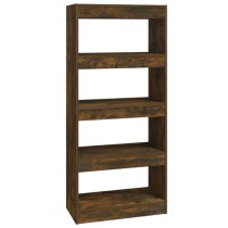 Raivos Wooden Bookshelf And Room Divider In Smoked Oak