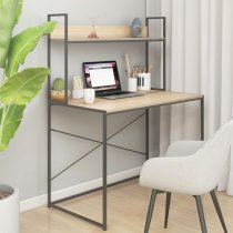 Nakano Wooden Laptop Desk With Shelf In Black And Oak