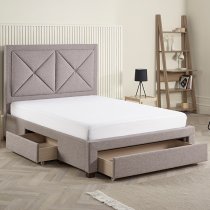 Cezanne Fabric Double Bed With Drawers In Grey Marl