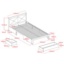 Cezanne Fabric Double Bed With Drawers In Grey Marl