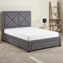 Cezanne Fabric Double Bed With Drawers In Dark Grey