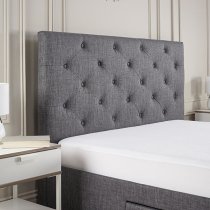 Monet Fabric Double Bed With Drawers In Dark Grey